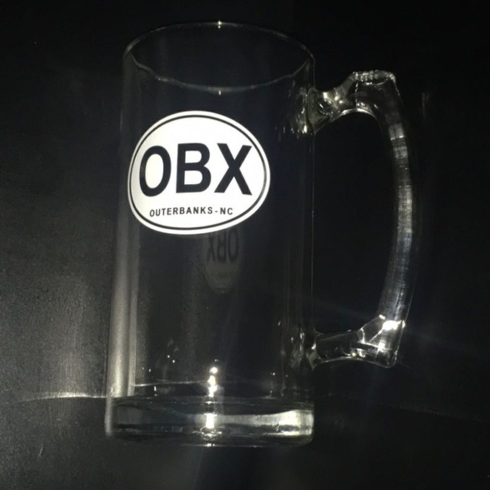 Outerbanks NC drinking glass clear glass 7” tall beer mug Beer Mug Stein OXB NC